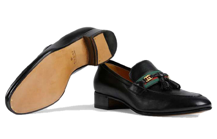Gucci Interlocking G Tassel Leather Loafers 'Black' 624720-1W610-1066