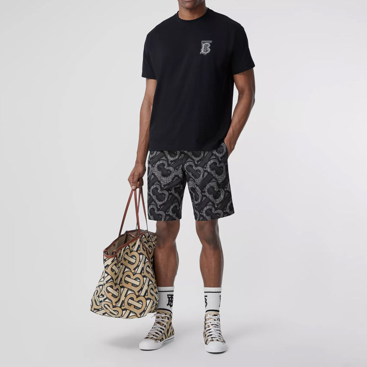 Burberry Monogram Motif Cotton Loose Short Sleeve Unisex Black 80332631