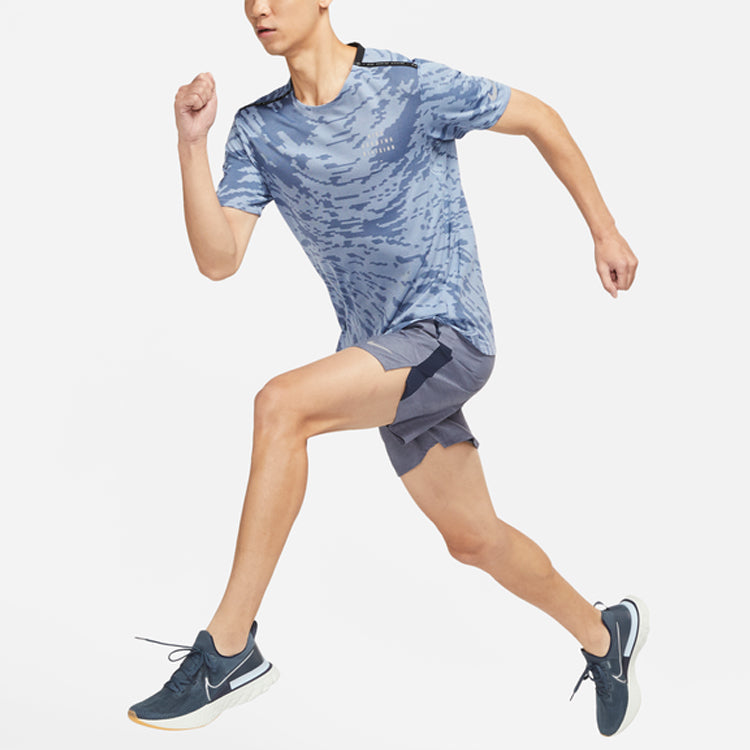Men's Nike SS22 Printing Round Neck Short Sleeve Light Sea Blue T-Shirt DM4637-548