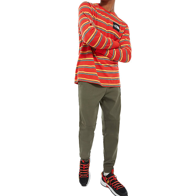 Men's THE NORTH FACE Stripe Printing Long Sleeves Tops Red NF0A4C9ICH8S