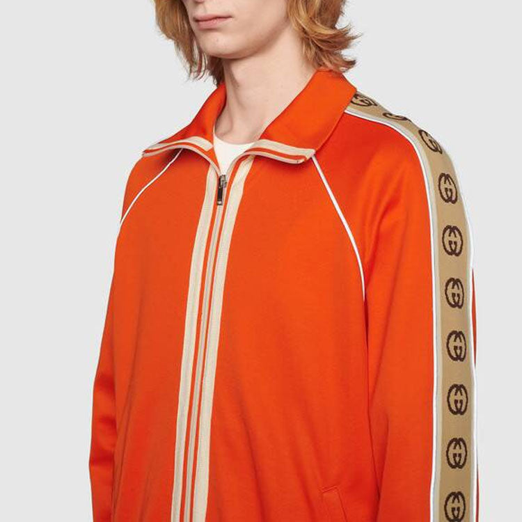 Men's Gucci Logo Zipper Casual Jacket Orange 598861-XJBZ8-7548