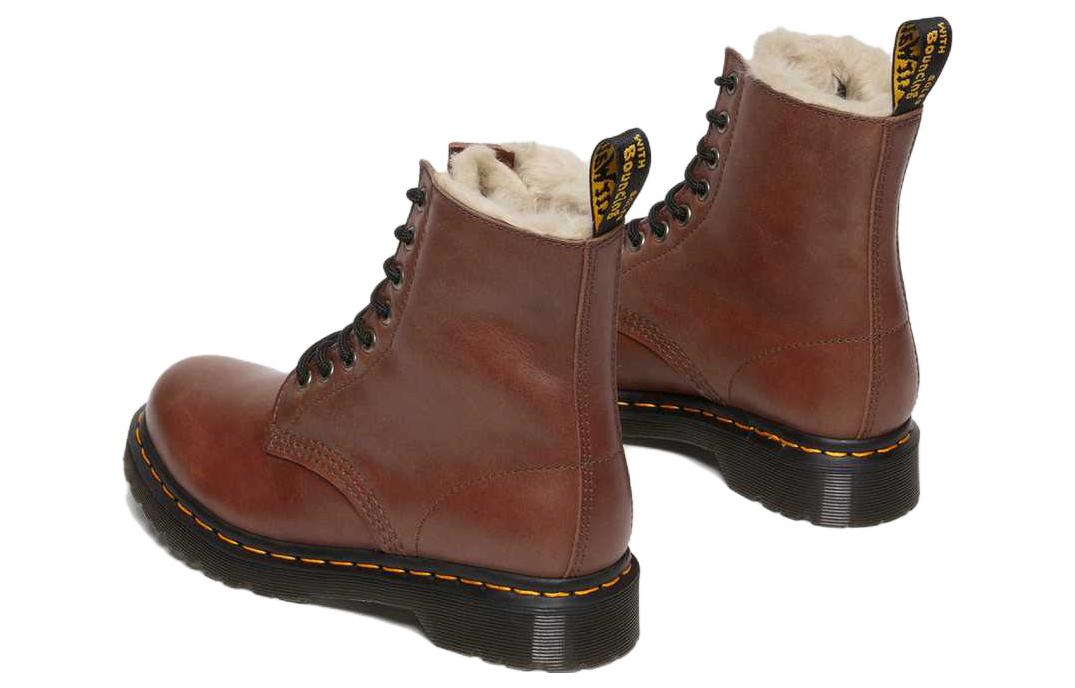(WMNS) Dr. Martens 1460 Serena Faux Fur Lined Leather Lace Up Boots 'Tan' 27782225