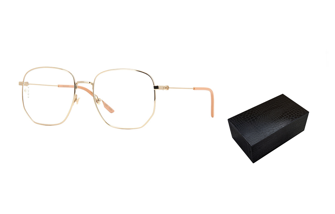 Gucci Metallic Square Thin Frame Glasses Frame Gold Color GG0396S-001