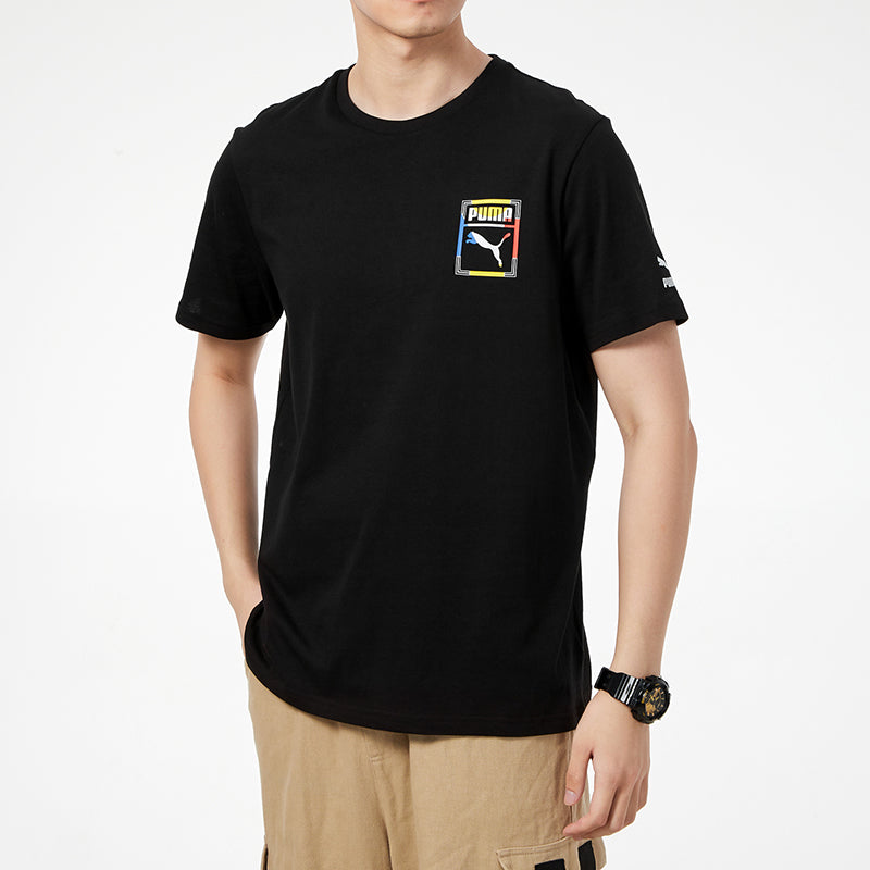 PUMA Running Quick Dry Breathable Casual Round Neck Short Sleeve Black 534151-01