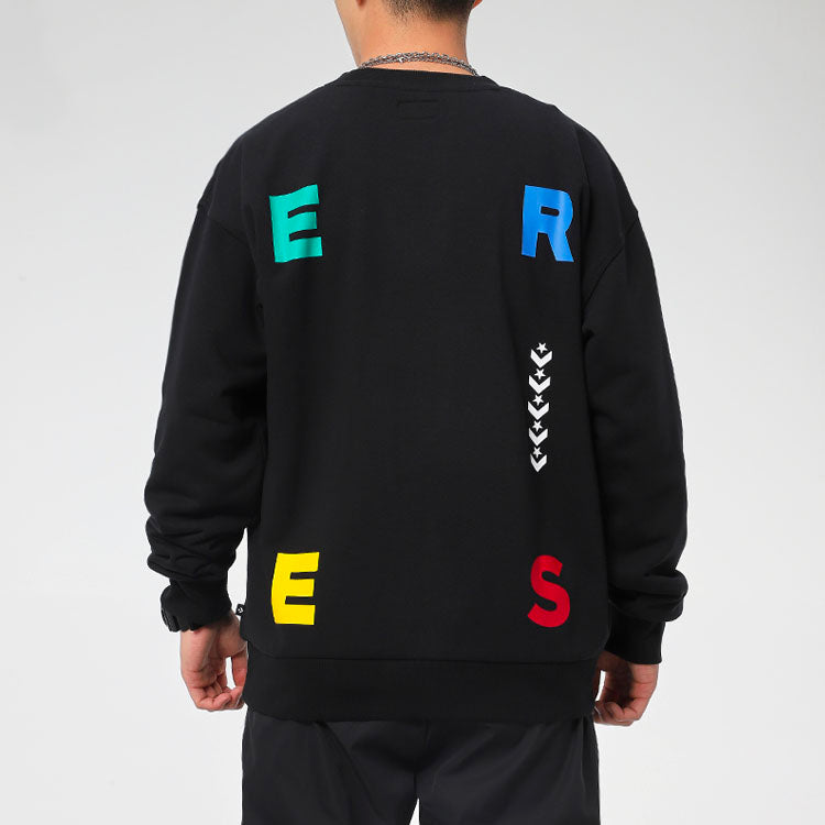 Converse Sports Contrast Letter Print Crew Neck Sweatshirt Asia Sizing 'Black' 10022414-A01