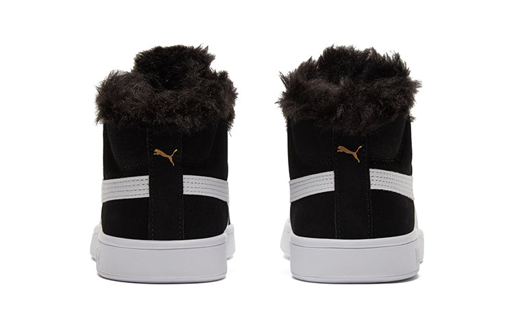 (WMNS) PUMA Smash V2 Plus Fleece Mid-Top Sneakers Black 385005-01