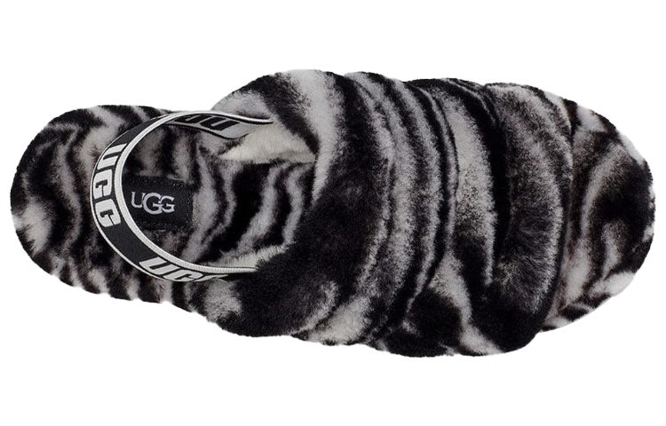 (WMNS) UGG Fluff Yeah Zebra Slide Slipper Color 'Black White' 1112248-BWHT