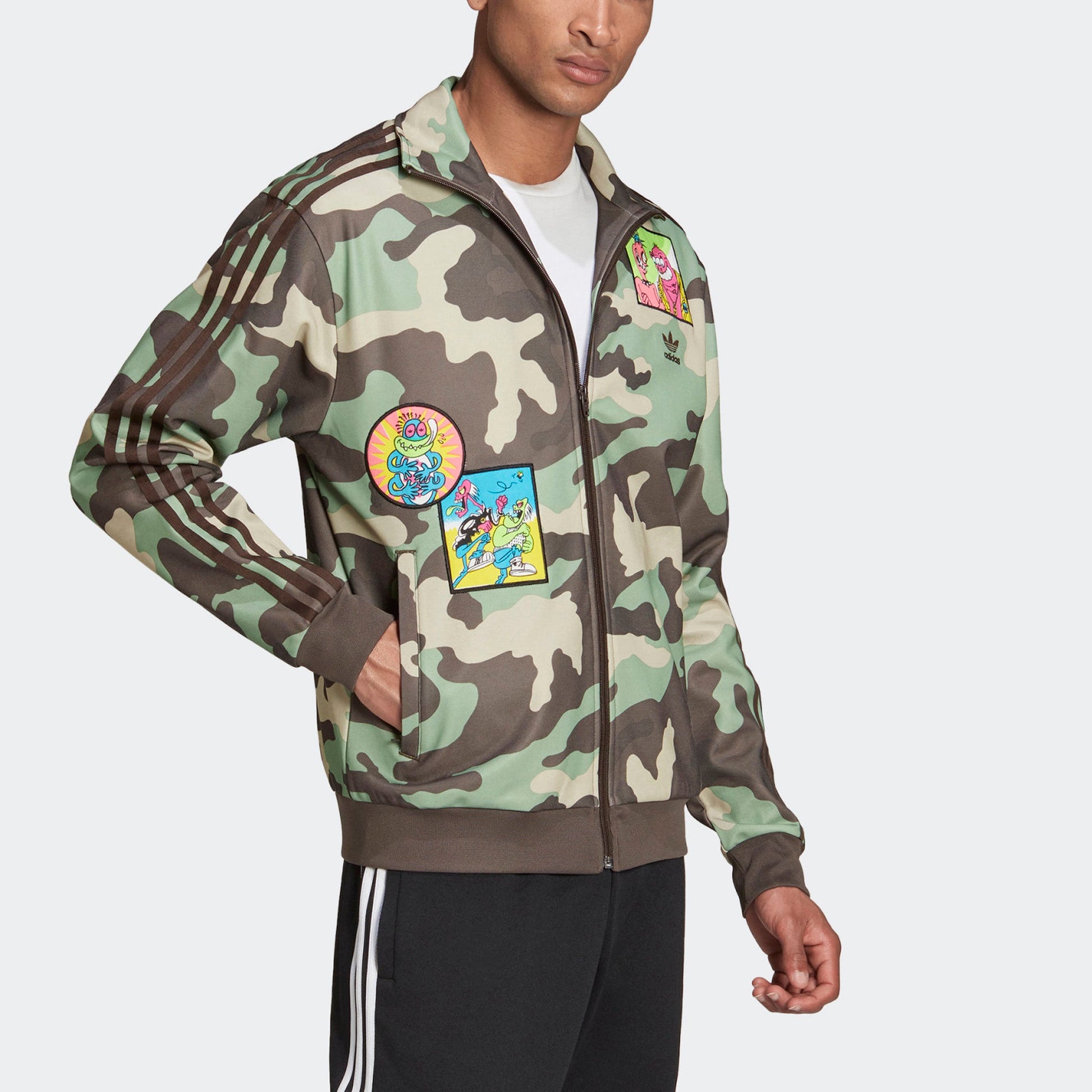 Men's adidas originals x JEREMY SCOTT Crossover Side Camouflage Sports Jacket Multi-Color H53369