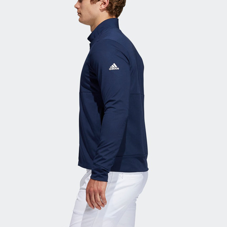 adidas Wind P Heat Jk Golf Athleisure Casual Sports Baseball Collar Jacket Navy Blue FS6975