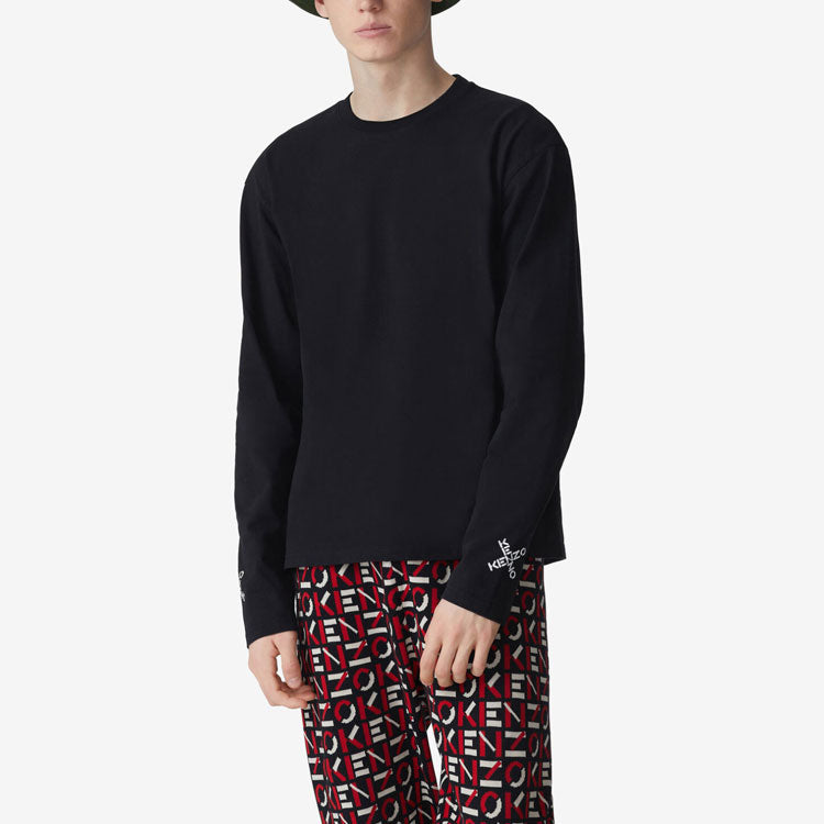 Men's KENZO Logo Alphabet Printing Long Sleeves Black FA65TS1504SK-99