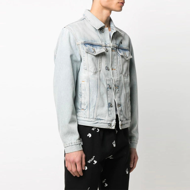 Off-White SS21 Back Printing Denim Jacket Blue OMYE054R21DEN0024010