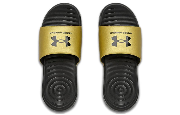 (WMNS) Under Armour Ansa Fixed Slides 'Black Metallic Gold' 3023772-006