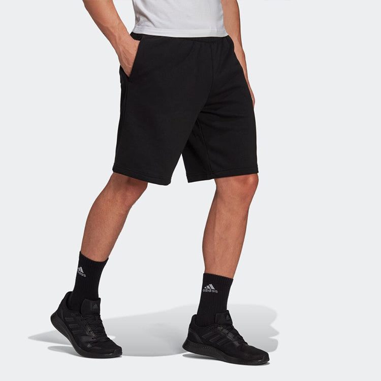 Men's adidas Solid Color Logo Printing Straight Casual Shorts Japanese Version Black HE1815