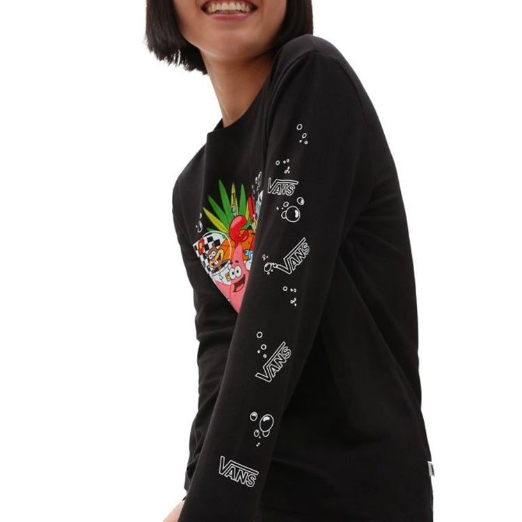 (WMNS) Vans x SPONGEBOB SQUAREPANTS Printing Round-neck Sweateshirt Black VN0A5I3FYZS