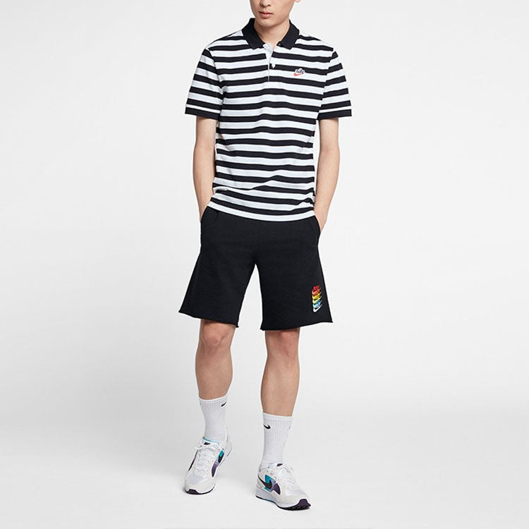Men's Nike Stripe Short Sleeve polo Black Polo Shirt BQ9075-010