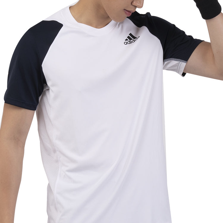 Men's adidas Contrasting Colors Sports Round Neck Short Sleeve White T-Shirt H33733
