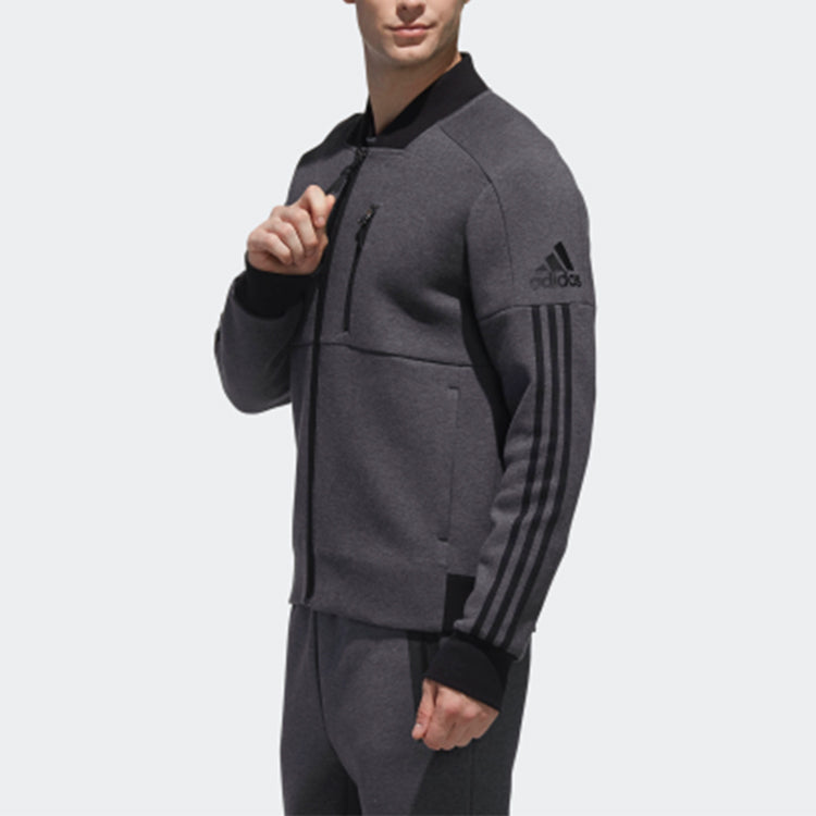 adidas Tt Double Knit Sports aviator Jacket Gray DW4629