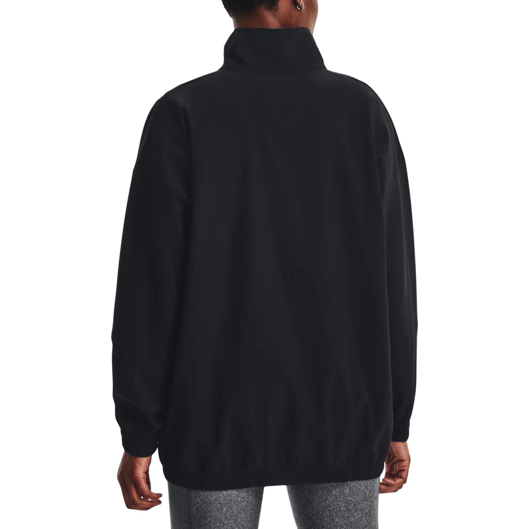 (WMNS) Under Armour Woven Full Zip Oversized Jacket 'Black' 1369890-002