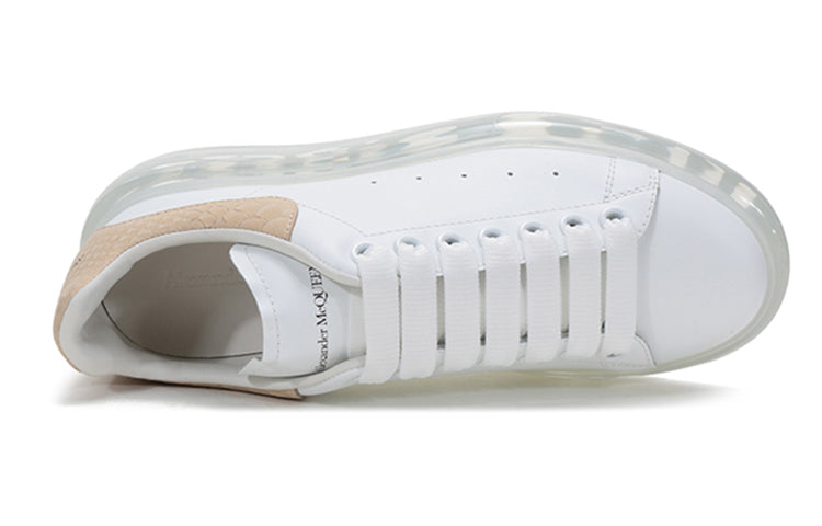 (WMNS) Alexander McQueen Clear Sole Oversized Sneaker 'Beige Embossed Suede Crocodile' 650796WHZ4V9728