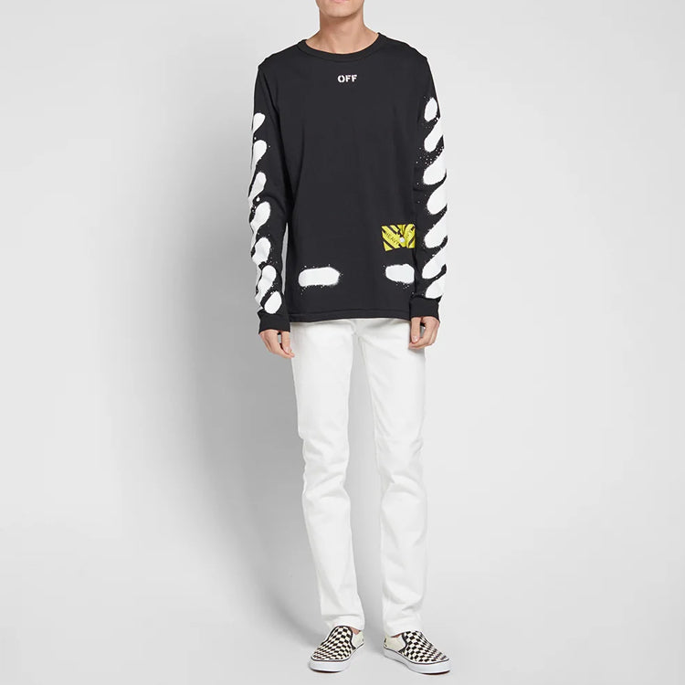 Off-White Splash Ink Printing Long Sleeves Black OMAB001S171850231001