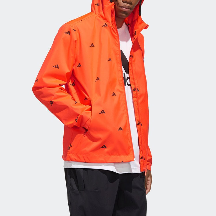 adidas Windproof Training Sports Casual Jacket Red FM9421