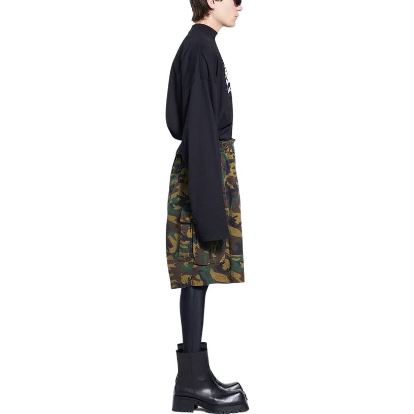 Balenciaga Camouflage Cargo Kick Shorts 'Green' 681257TKL142840