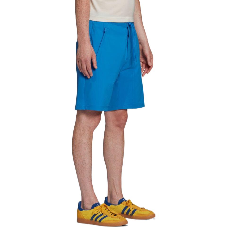 Men's adidas Solid Color Label Straight Shorts Japanese Version Blue GT1816