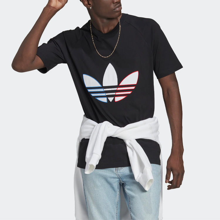 adidas originals Logo Embroidered Sports Round Neck Short Sleeve Black GQ8919