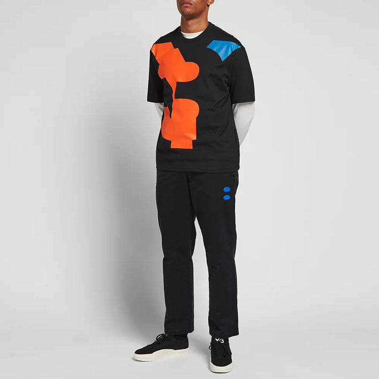 Men's Y-3 Irregular Pattern Short Sleeve Black T-Shirt FJ0332