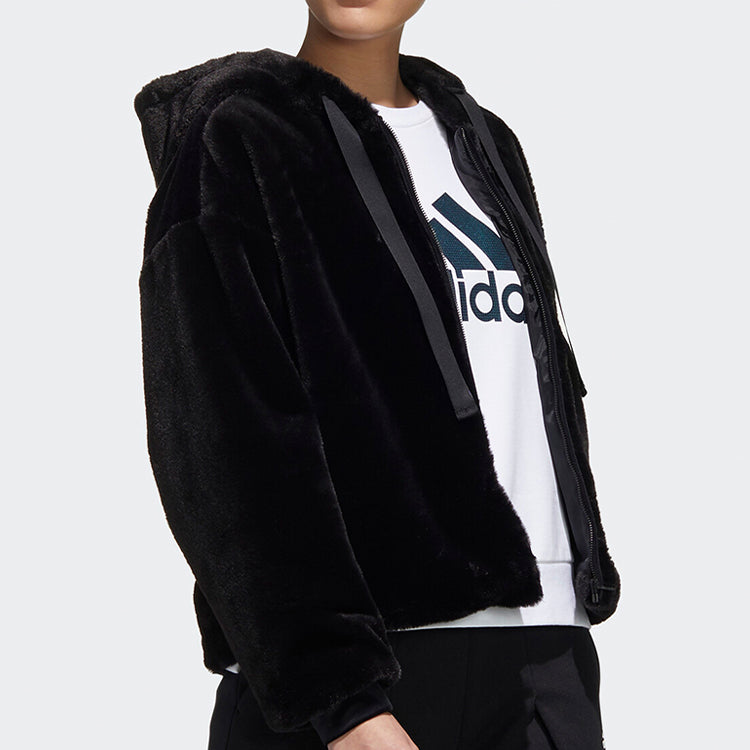 (WMNS) adidas Style Fur Windproof Hooded Jacket Black GM1468