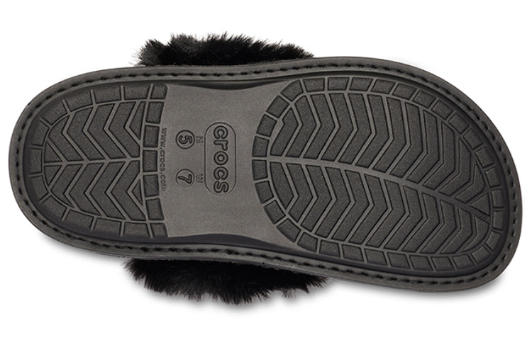(WMNS) Crocs Mule Fur Slippers 'Black' 205394-001