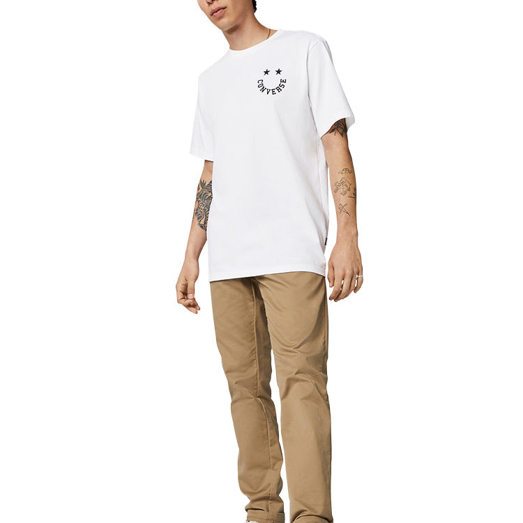 Men's Converse Smiling Face Pattern Sports Short Sleeve White 10018859-102