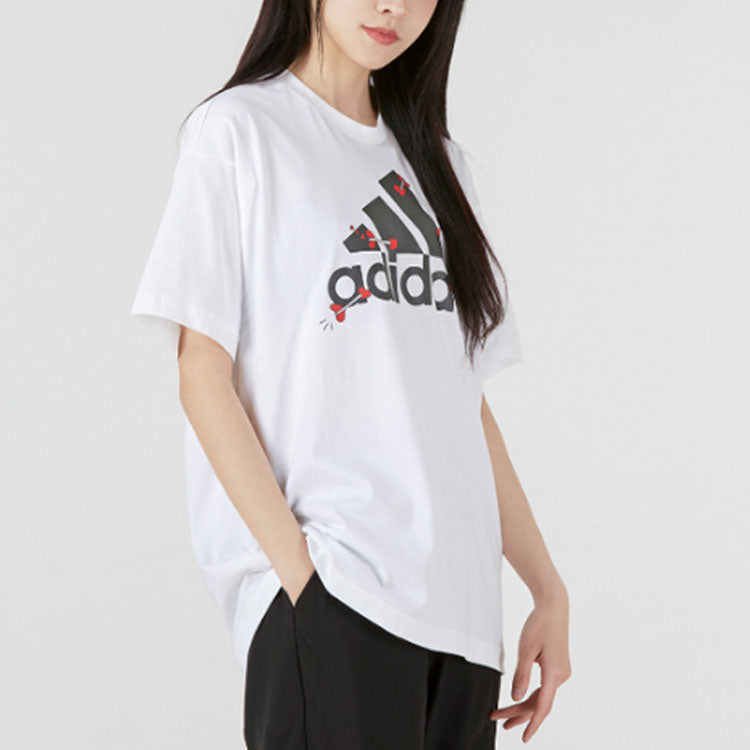 (WMNS) adidas SS22 Large Logo Printing Breathable Round Neck Short Sleeve Couple Style White GL0870