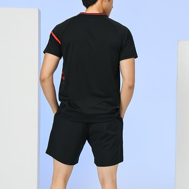 Li-Ning Badminton Series Breathable Training Sports Short Sleeve Couple Style 'Black' AAYS053-3