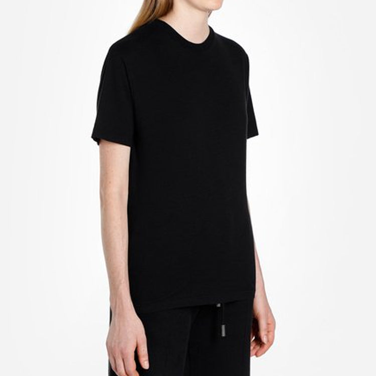 (WMNS) Off-White Cotton Short Sleeve Black OWAA049R20F291251010
