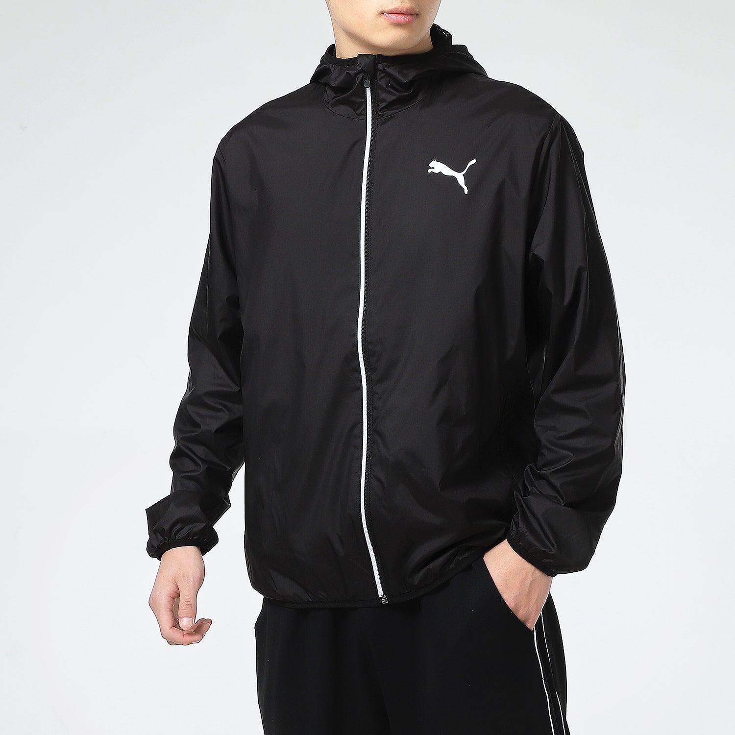 PUMA Essentials Solid Windbreaker Jacket 'Black White' 588786-01