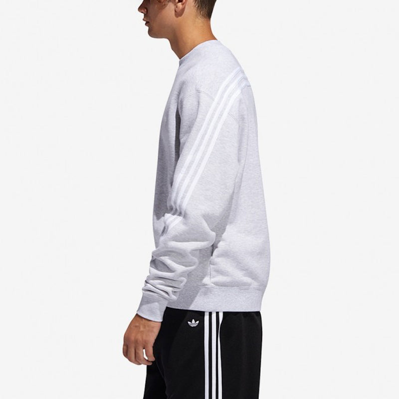 Men's adidas originals Side Stripe Loose Round Neck Pullover Gray FM1520