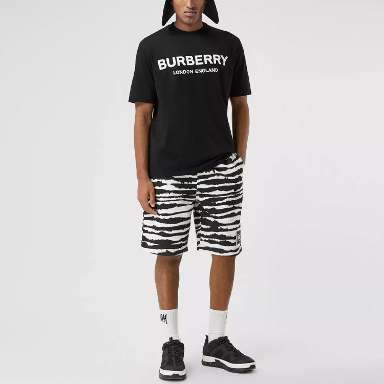 Burberry Logo Printing Cotton Short Sleeve Unisex Black 80094941