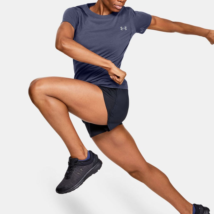 (WMNS) Under Armour UA Streaker Sports Breathable Short Sleeve Navy Blue 1341520-497