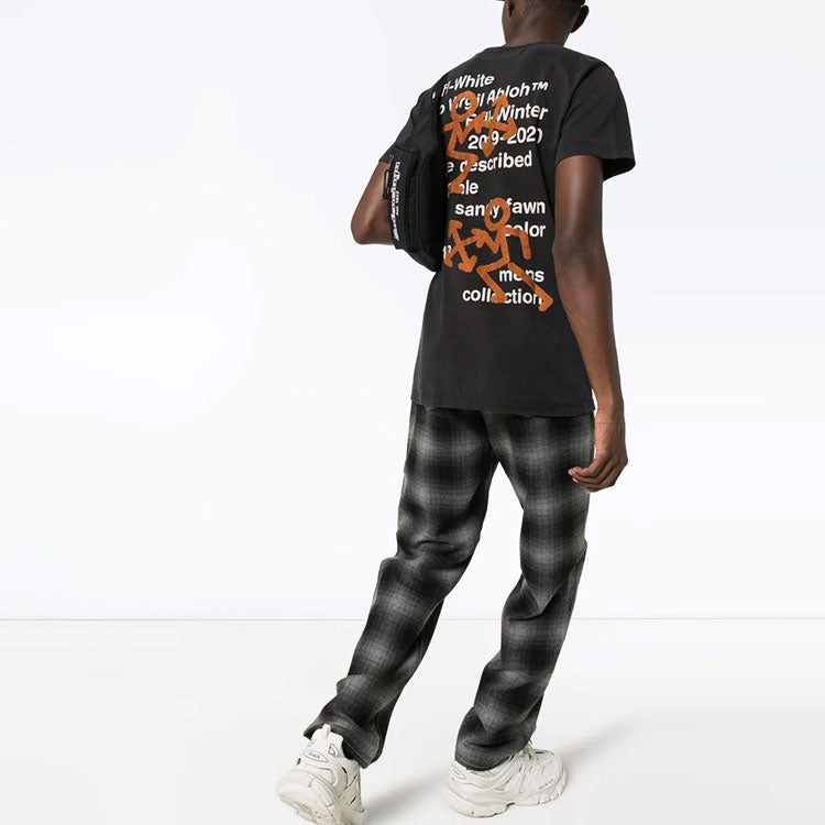 Off-White Pictogram Embroidered Slim Arrow Printing Short Sleeve t Ordinary Version Black OMAA027F191850041088