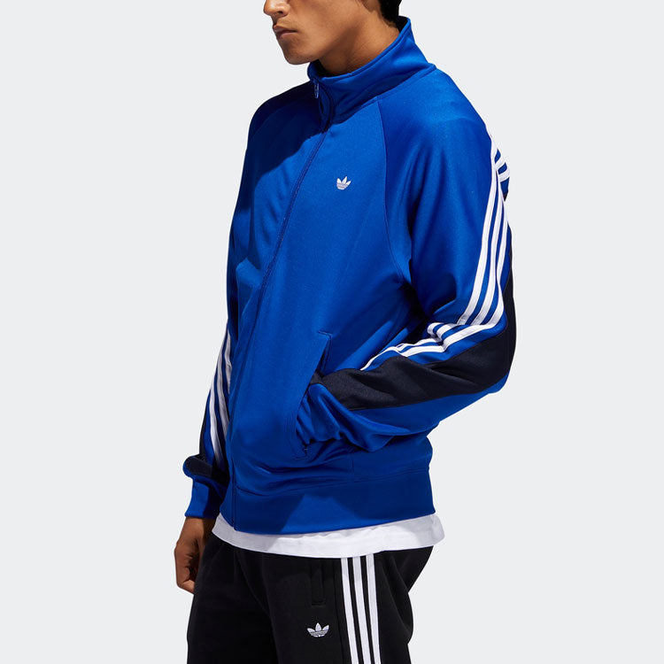 adidas originals Solid Color Logo Stand Collar Athleisure Casual Sports Jacket Blue FM1523