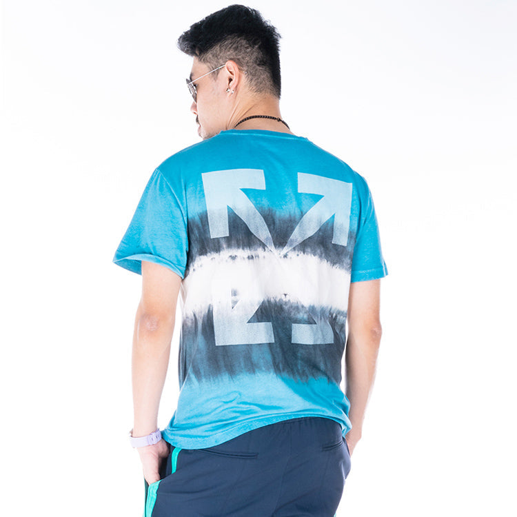 Off-White Printing Cotton Short Sleeve Ordinary Version Sky Blue OMAA036S201850253001