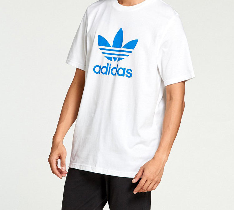 adidas originals Logo Chest Logo Sports Short Sleeve White Blue DH5774