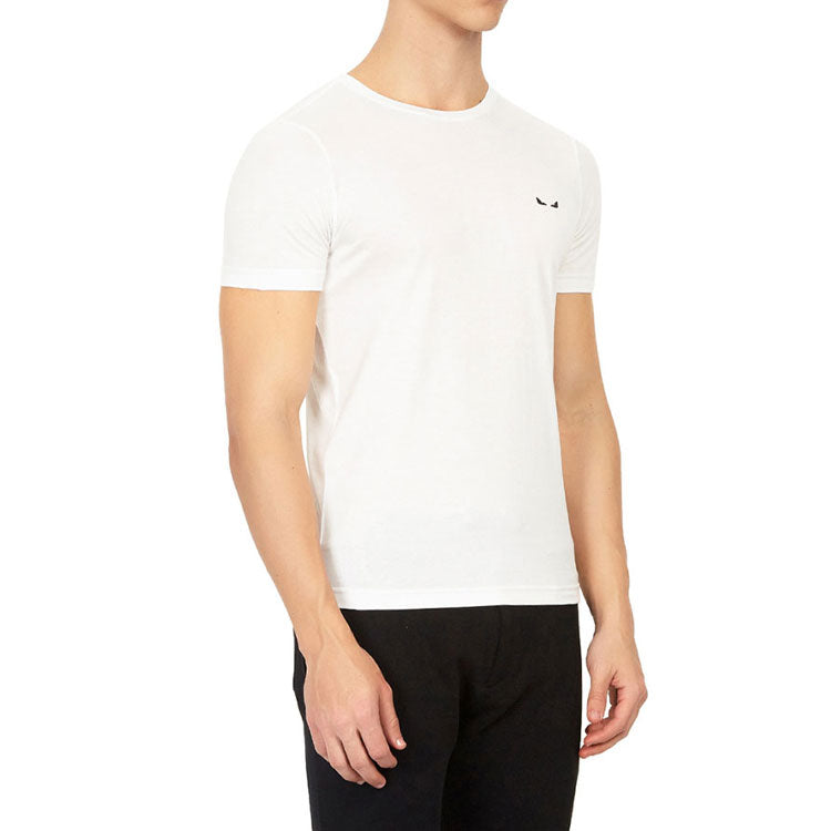 Men's FENDI Round Neck Pattern Short Sleeve White FY0938A4SDF0QA0