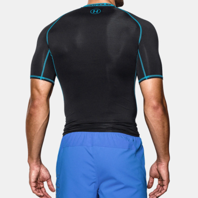 Men's Under Armour HeatGear Armour Short Sleeve Sports Tops Black 1257468-002