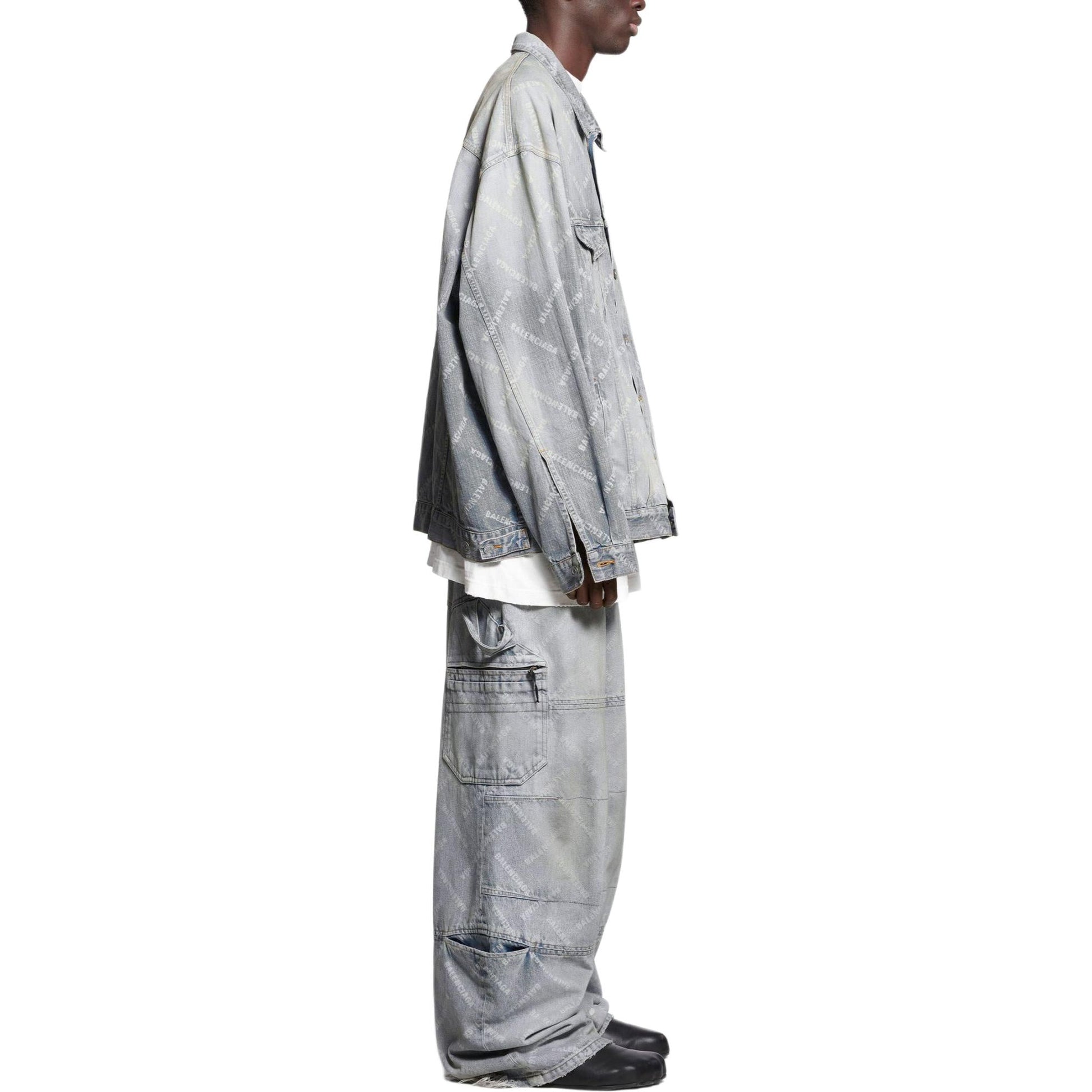 Balenciaga Bal Diagonal Allover Cargo Pants 'Light Blue' 767971TDW144979