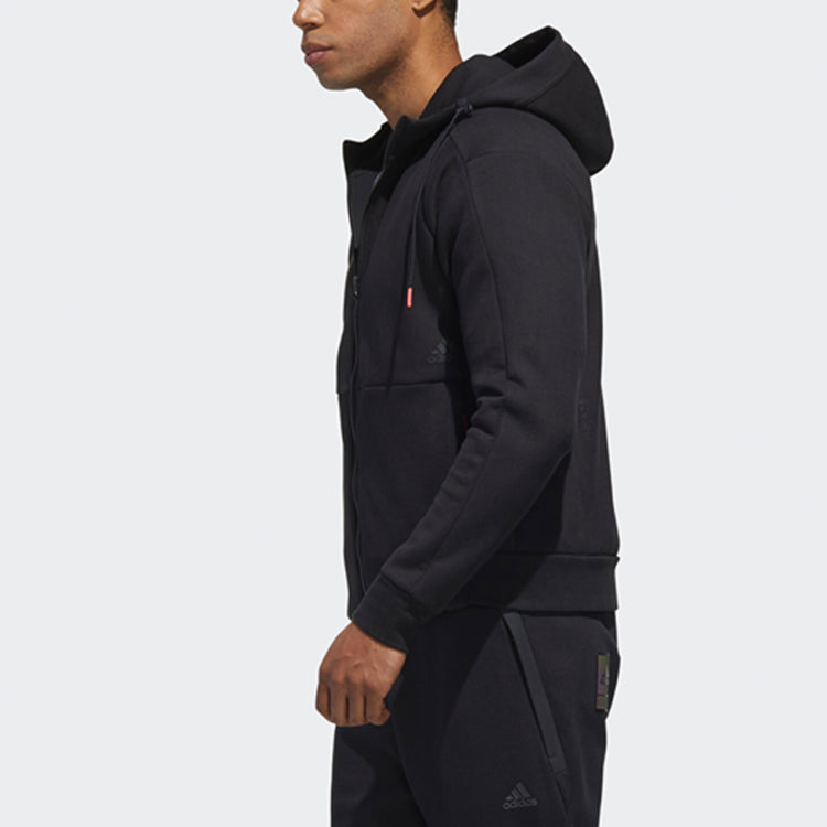 adidas Tech Heavy Track Top Fab Sports Windproof Hooded Jacket Black GF4027