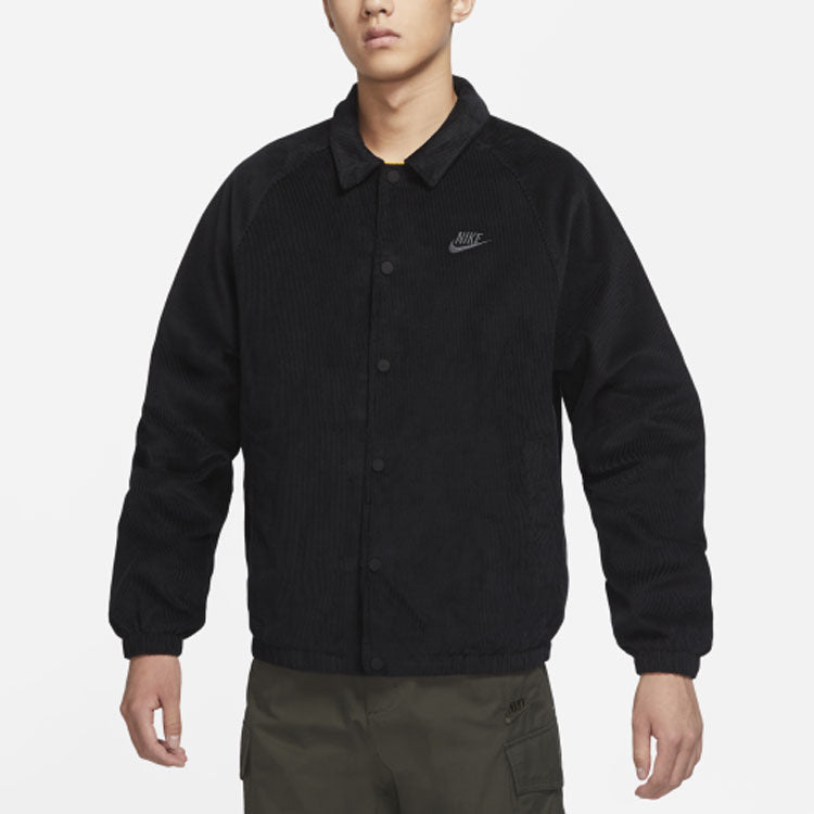 Men's Nike Stack logo Casual Corduroy Jacket Autumn Black DO2323-010