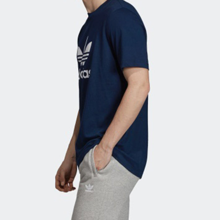 Men's adidas originals Trefoil Tee Colleage Alphabet Printing Breathable Short Sleeve Blue ED4715