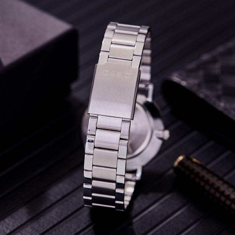 CASIO Stainless Steel Strap Waterproof Quartz Mens Silver Analog MTP-VT01D-1B